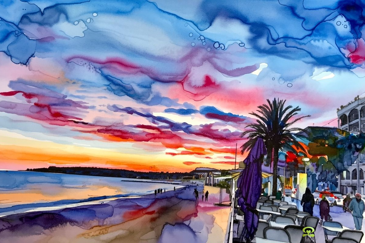 L’Oeuvre Le coucher de soleil de Menton, par INAD